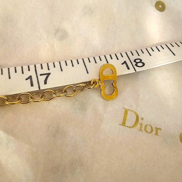 Christian Dior Vintage Gold and Rhinestone "CD" Pendant Necklace - Picture 11 of 14